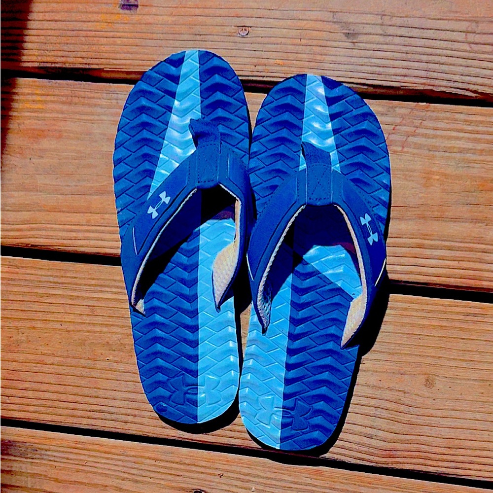 Under Armour Blue Swim Sandals with Textured Grip